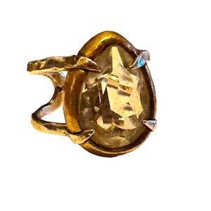 Gorgeous Statement Ring .925 Sterling Silver & Brass with Clear stone.